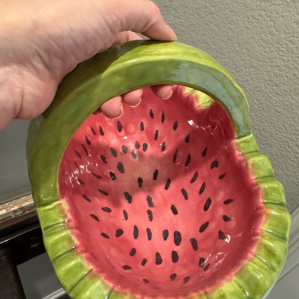 Vintage Ceramic WATERMELON BASKET Serving Bowl - Picture 5 of 7